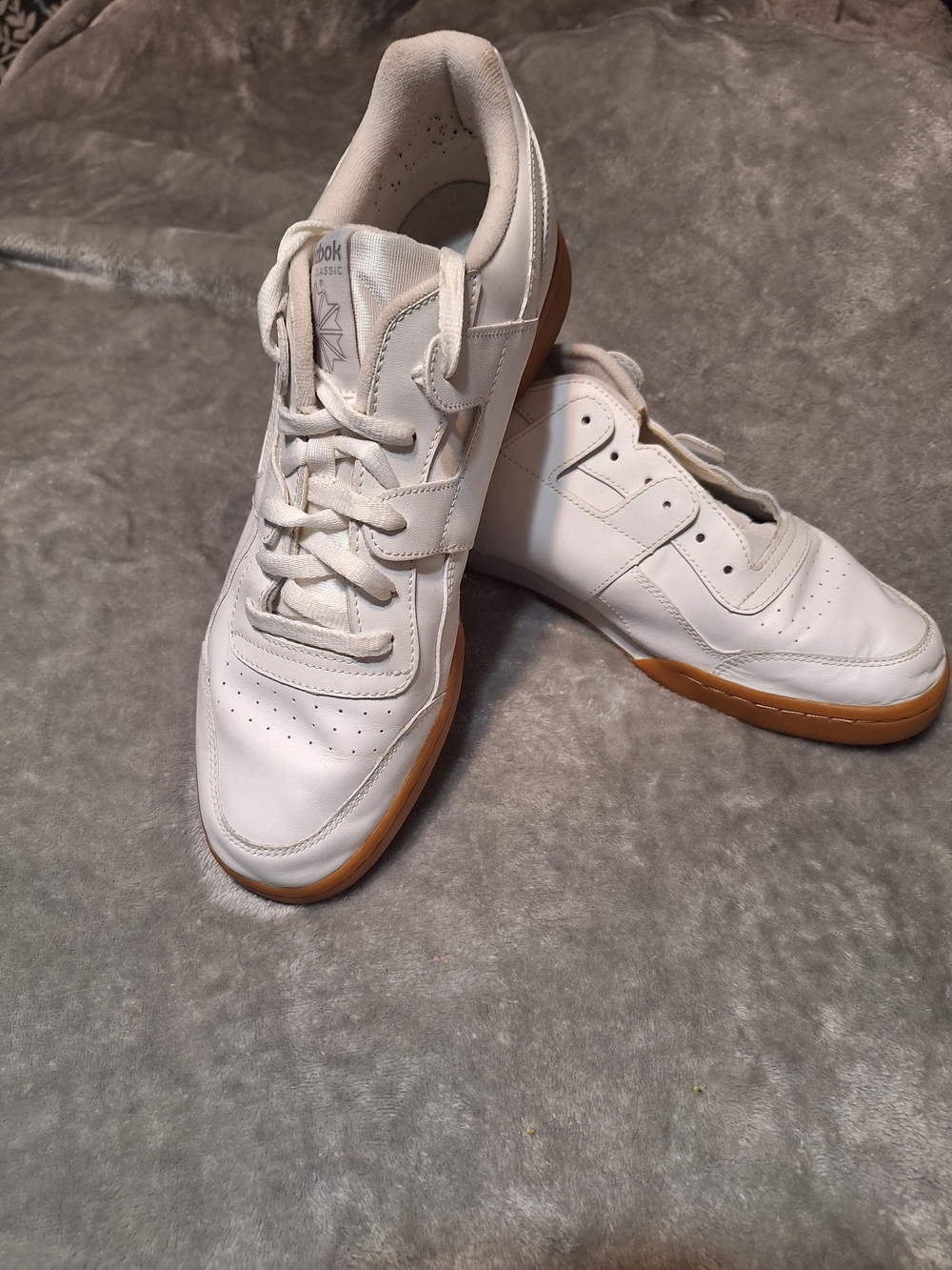 Reebok White Leather Sneakers with Gum Outsole